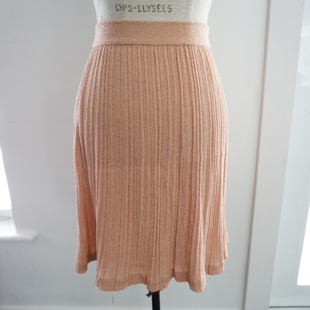 Missoni Pink Pleated Lame Knee Length Pencil Skirt